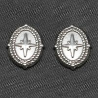 Roestvrij staal cabochons, ellips, silver plated, 17x12x2mm, Verkocht door PC