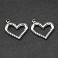 Rustfrit stål Heart Vedhæng, Stainless Steel, sølvfarvet forgyldt, 26x29x4mm, Solgt af PC