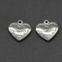 Rustfrit stål Heart Vedhæng, Stainless Steel, sølvfarvet forgyldt, 17x17x4mm, Solgt af PC