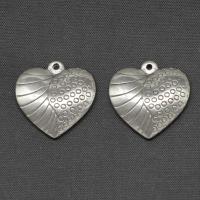 Rustfrit stål Heart Vedhæng, Stainless Steel, sølvfarvet forgyldt, 24x24x4mm, Solgt af PC