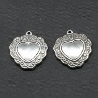 Rustfrit stål vedhæng indstilling, Stainless Steel, Heart, sølvfarvet forgyldt, 25x23x3mm, Solgt af PC