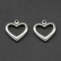 Roestvrijstaal Hart Hangers, Roestvrij staal, silver plated, 21x21x5mm, Verkocht door PC