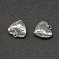 Roestvrijstaal Hart Hangers, Roestvrij staal, silver plated, 15x16x5mm, Verkocht door PC