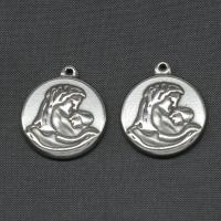 Stainless Steel Pendants Round silver color plated Sold By PC