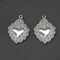 Ciondoli gioielli in acciaio inox, Cuore, placcato color argento, 31x23x3mm, Venduto da PC