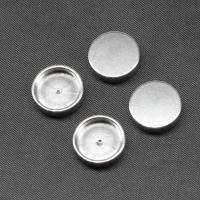 Stainless Steel Cabochon Setting Round silver color plated Sold By PC