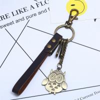 Zinc Alloy Key Clasp with PU Leather for man brown nickel lead & cadmium free Sold By PC