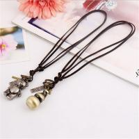 PU Leather Cord Necklace Zinc Alloy with PU Leather Adjustable & handmade & Unisex nickel lead & cadmium free 68-75cmuff0c0.3cm Sold By Strand