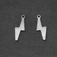 Rostfritt stål Smycken Hängen, ROSTFRITT STÅL, Blixt Symbol, silver pläterad, 13x5x1mm, Säljs av PC