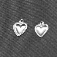 Roestvrijstaal Hart Hangers, Roestvrij staal, silver plated, 10x8x1mm, Verkocht door PC