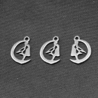 Stainless Steel Pendants Moon silver color plated Sold By PC