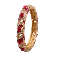 Lo zinco in lega Bangle Jewelry, lega in zinco, Cerchio, placcato color oro, per la donna & con strass, nessuno, 10mm, Diametro interno:Appross. 57mm, Venduto da PC