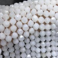 Vit Kalcedon Bead, Rund, polerad, Star Cut Faceted & DIY, 13x4x2.40mm, Såld Per Ca 38 cm Strand