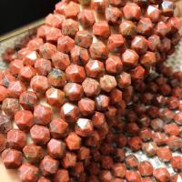 Prirodni Red ahat perle, Red Agate, Krug, prirodan, Star Cut Faceted & možete DIY, Prodano Per Približno 38 cm Strand