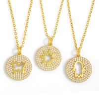 Cubic Zircon Micro Pave Brass Necklace Round gold color plated micro pave cubic zirconia Sold By PC