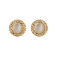 Zinklegering oorknoppen, Zinc Alloy, Ronde, gold plated, verschillende materialen voor de keuze, meer kleuren voor de keuze, 12x12mm, Verkocht door pair