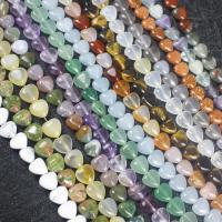 Mješoviti Gemstone perle, Prirodni kamen, Srce, uglađen, možete DIY, više boja za izbor, 10mm, Prodano By Strand