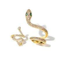 Lo zinco in lega Stud Earring, lega in zinco, Serpente, placcato color oro, Micro spianare cubic zirconia & per la donna, oro, assenza di nichel,piombo&cadmio, Venduto da set