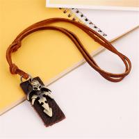 PU Leather Cord Necklace Zinc Alloy with PU Leather Adjustable & handmade & Unisex brown nickel lead & cadmium free 68-75cmuff0c0.3cm Sold By Strand