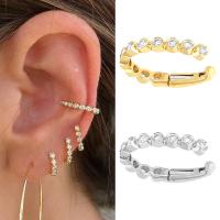 laiton Clip boucle d’oreille, Placage, bijoux de mode & pavé de micro zircon & pour femme, plus de couleurs à choisir, protéger l'environnement, sans nickel, plomb et cadmium, 145mm, Vendu par PC