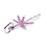 Pendentifs de style European en alliage de zinc , Placage de couleur argentée, DIY & avec strass, rose, protéger l'environnement, sans nickel, plomb et cadmium, Vendu par PC