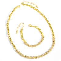 Kubieke Zirkoon Micro Pave Brass Ketting, Messing, met zirkonia, gouden, 21cmuff0c48cm, Verkocht door PC