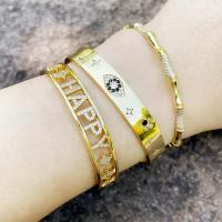 Messing Armbanden, mode sieraden & met strass, gouden, 66x9mm, Verkocht door PC