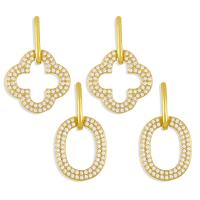 Brass Drop Earring 18K platinum plated & with cubic zirconia golden Sold By Pair