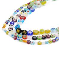 Szklane płaskie koraliki Millefiori, Lampwork, wielokolorowy, 6mm,8mm,10mm, sprzedane przez Strand