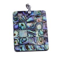 Naturlig Abalone Shell Pendler, Rektangel, blandede farver, 50x33mm, Solgt af PC