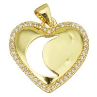 Cubic Zirconia Micro Pave Brass Pendant Heart gold color plated micro pave cubic zirconia & hollow Approx 3.5mm Sold By PC