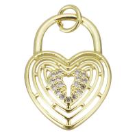 Cubic Zirconia Micro Pave Brass Pendant Heart gold color plated micro pave cubic zirconia & hollow Approx 3.5mm Sold By PC