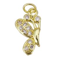 Messing hanger met micro-paved kubieke zirconia's, gold plated, micro pave zirconia, 9x18x2.5mm, Gat:Ca 3.5mm, Verkocht door PC