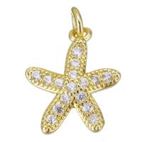 Ciúbach Zirconia siogairlín Micrimhilseogra réiteodh Prás, Starfish, dath an óir plated, micrea réiteach zirconia ciúbach, 11.5x13x3mm, Poll:Thart 2.5mm, Díolta De réir PC