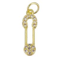 Cilindrata Zircone micro pavimenta il pendente di ottone, Clip di carta, placcato color oro, Micro spianare cubic zirconia, 6x19x2mm, Foro:Appross. 3.5mm, Venduto da PC