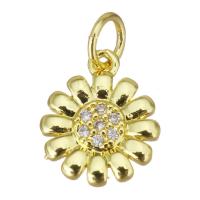 Cubic Zirconia Micro Pave Brass Pendant Flower gold color plated micro pave cubic zirconia Approx 3.5mm Sold By PC