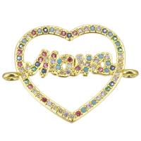 Cubic Zirconia Micro Pave Brass Connector Heart gold color plated micro pave cubic zirconia & hollow Approx 1.5mm Sold By PC