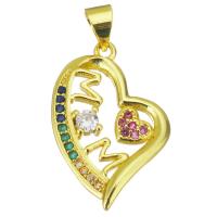 Cubic Zirconia Micro Pave Brass Pendant Heart gold color plated micro pave cubic zirconia & hollow Approx 3.5mm Sold By PC