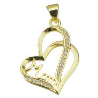 Cubic Zirconia Micro Pave Brass Pendant Heart gold color plated micro pave cubic zirconia & hollow Approx 3.5mm Sold By PC