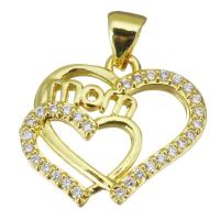 Cubic Zirconia Micro Pave Brass Pendant Heart gold color plated micro pave cubic zirconia & hollow Approx 3.5mm Sold By PC