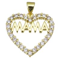 Cubic Zirconia Micro Pave Brass Pendant Heart gold color plated micro pave cubic zirconia & hollow Approx 3.5mm Sold By PC