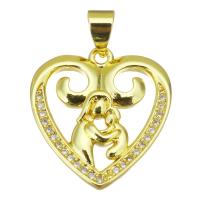 Cubic Zirconia Micro Pave Brass Pendant Heart gold color plated micro pave cubic zirconia & hollow Approx 3.5mm Sold By PC