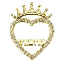 Cubic Zirconia Micro Pave Brass Pendant Heart gold color plated micro pave cubic zirconia & hollow Approx 3.5mm Sold By PC