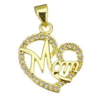 Cubic Zirconia Micro Pave Brass Pendant Heart gold color plated micro pave cubic zirconia & hollow Approx 3.5mm Sold By PC