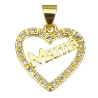 Cubic Zirconia Micro Pave Brass Pendant Heart gold color plated micro pave cubic zirconia & hollow Approx 3.5mm Sold By PC