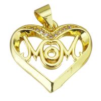 Cubic Zirconia Micro Pave Brass Pendant Heart gold color plated micro pave cubic zirconia & hollow Approx 3.5mm Sold By PC