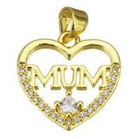 Cubic Zirconia Micro Pave Brass Pendant Heart gold color plated micro pave cubic zirconia & hollow Approx 3.5mm Sold By PC