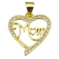 Cubic Zirconia Micro Pave Brass Pendant Heart gold color plated micro pave cubic zirconia & hollow Approx 3.5mm Sold By PC