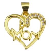 Cubic Zirconia Micro Pave Brass Pendant Heart gold color plated micro pave cubic zirconia & hollow Approx 3.5mm Sold By PC