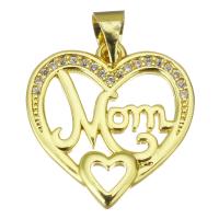 Cubic Zirconia Micro Pave Brass Pendant Heart gold color plated micro pave cubic zirconia & hollow Approx 3.5mm Sold By PC